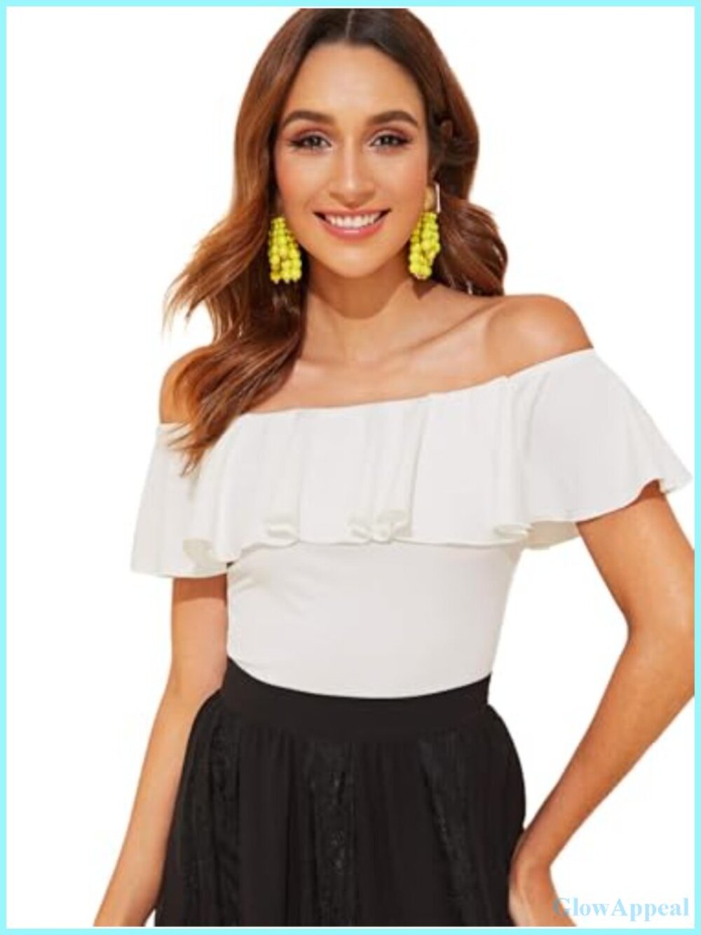 WDIRARA Off Shoulder Ruffle Sleeve Blouse 95% Polyester 5% Elastane
